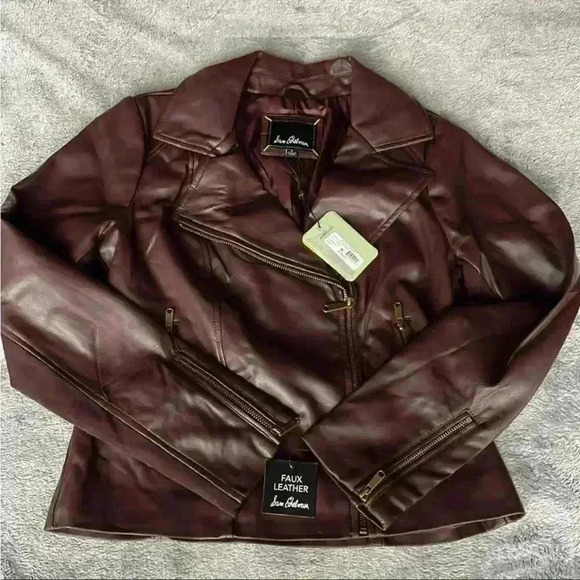 Sam Edelman Faux Leather Moto Jacket in Chocolate Size Small NWT - Picture 10 of 12